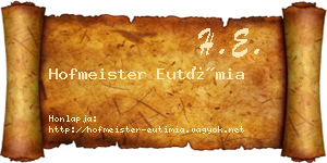 Hofmeister Eutímia névjegykártya